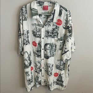 Coca Cola Vintage Print Hawaiian Shirt. Size XL